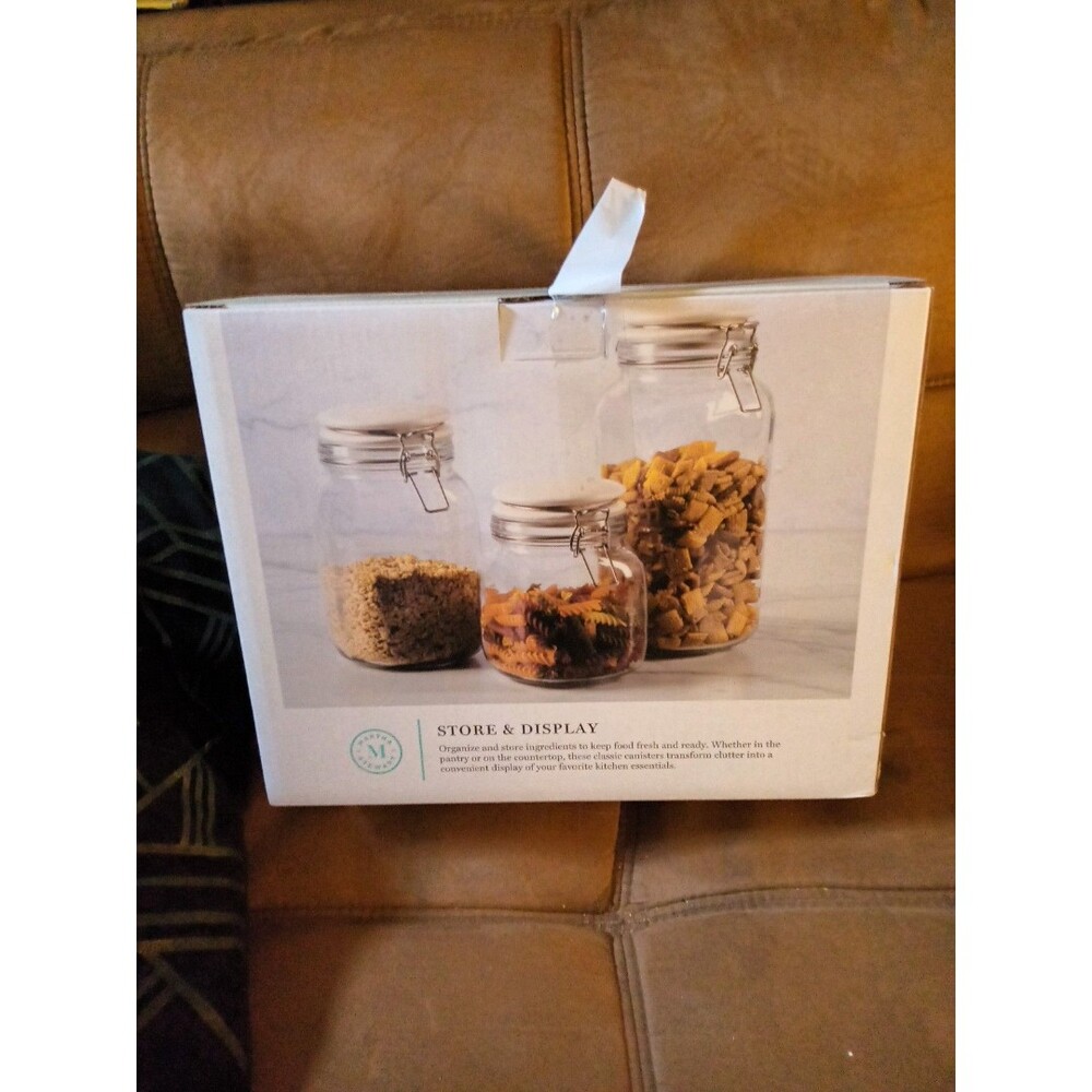 Martha Stewart 3 Jar Glass Canister Set (NIB)
